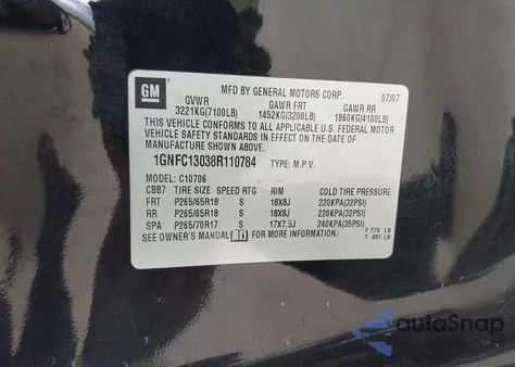 2008 Chevrolet Tahoe Lt from USA, damaged, VIN 1GNFC13038R110784